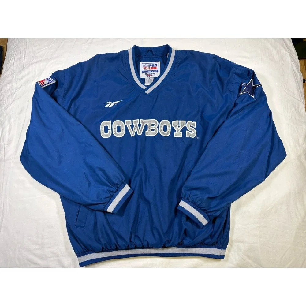 Vintage Reebok Pro Line NFL Dallas Cowboys Pullover Windbreaker Jacket Size XL
